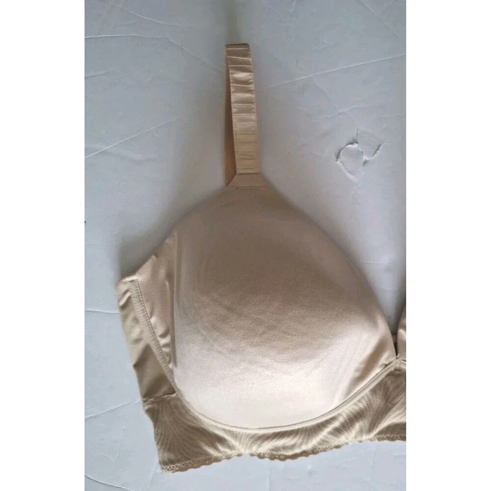 Vanity Fair Effortless Wire Free Bra Size 38DD Beige Tan Plunge 77164